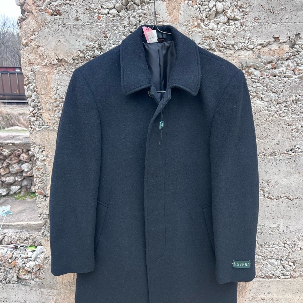 Lauren Ralph‎ Lauren men’s black wool blend Peacoat size 40 NWOT fresh dry clean